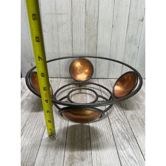 Vtg Ambrosia MCM Metal Wire & Brass Copper Basket Fruit Bowl Decor 1995 11" DIA - Picture 6 of 10